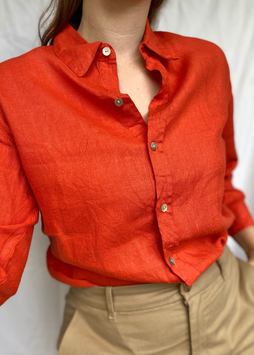 Rood linnen blouse - maat M/L