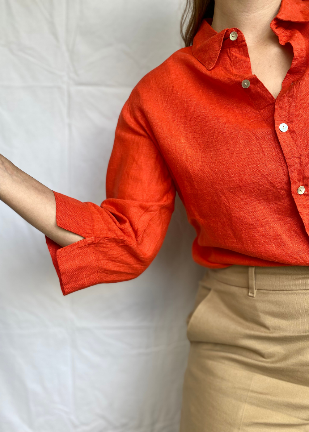 Rood linnen blouse - maat M/L