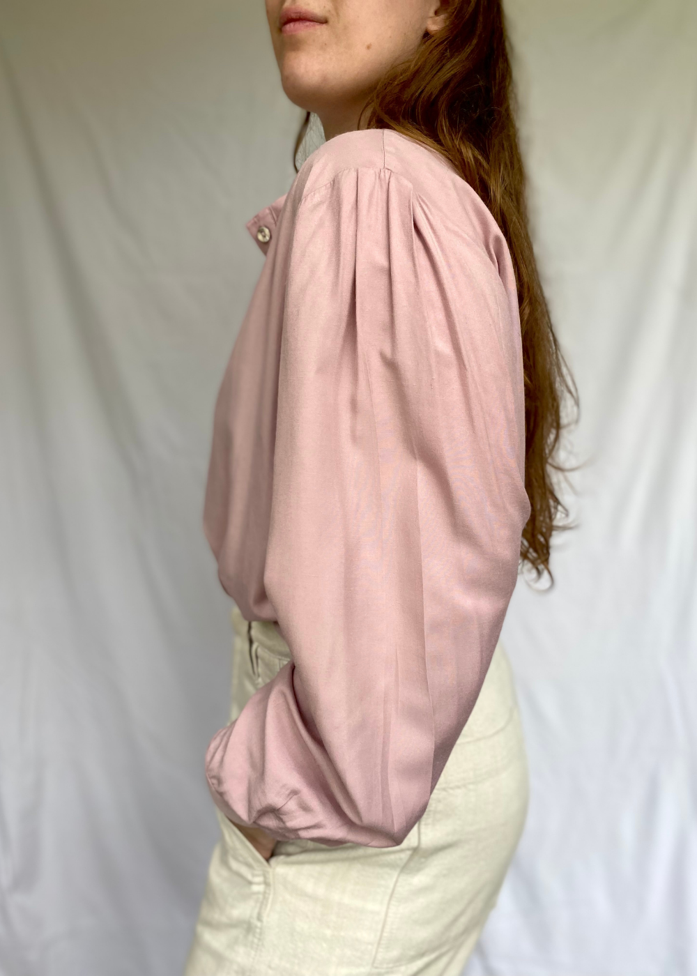 Zachtroze dames blouse - maat L/XL