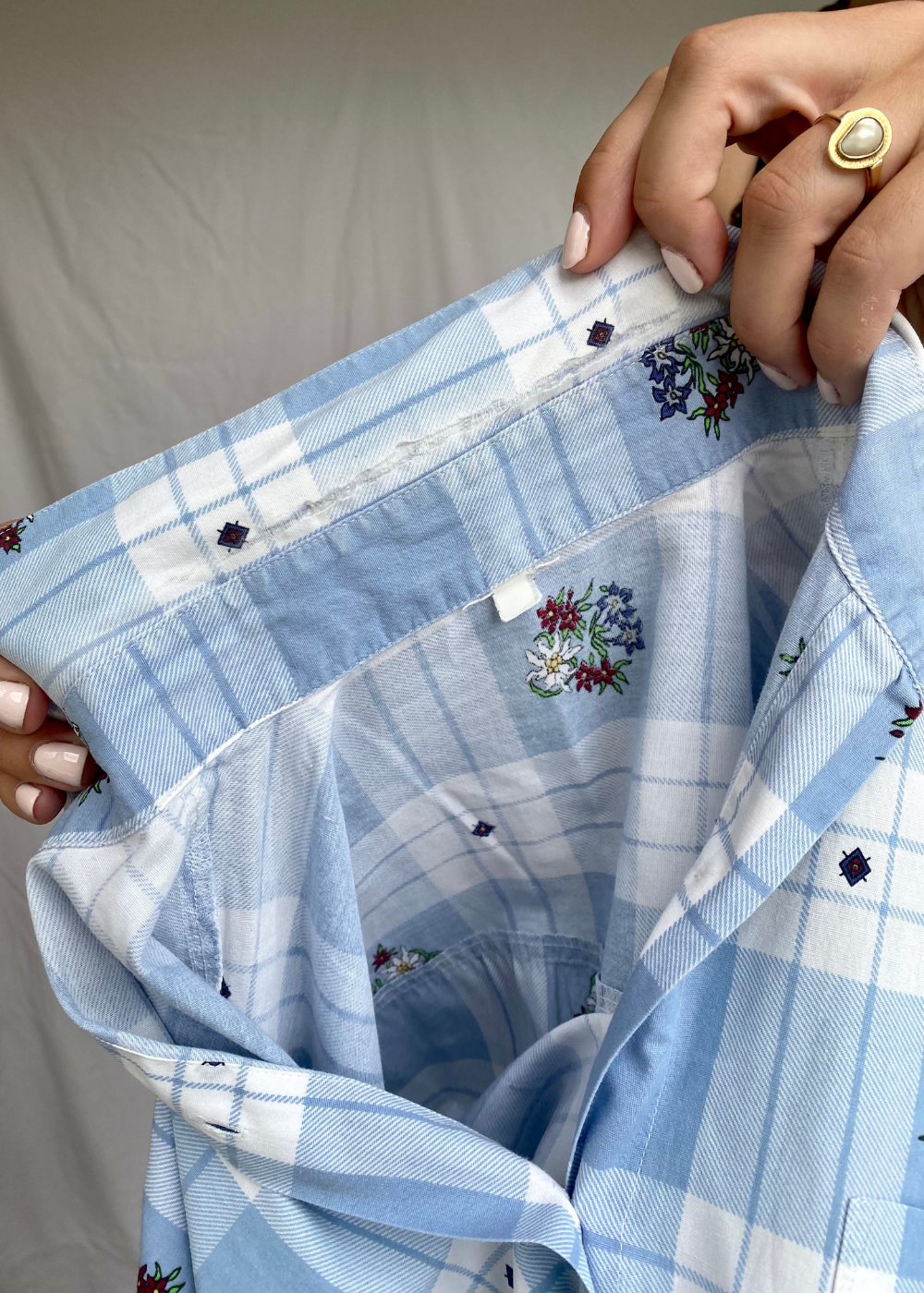 Blauwe dames blouse met bloemen print - maat S/M
