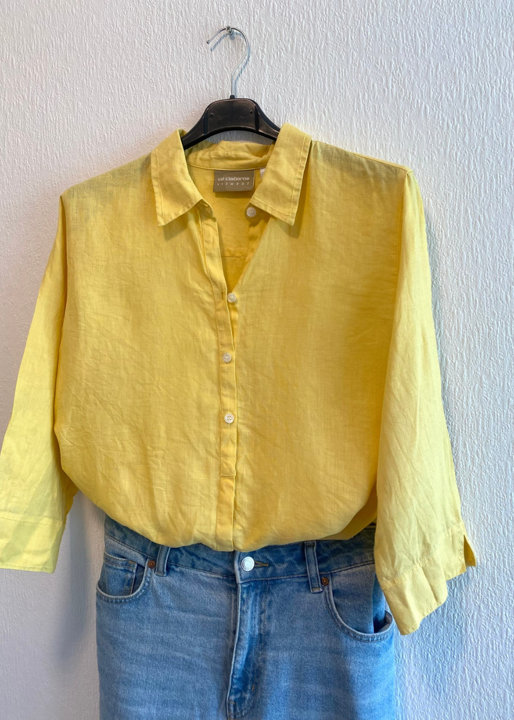Gele linnen dames blouse - maat S/M