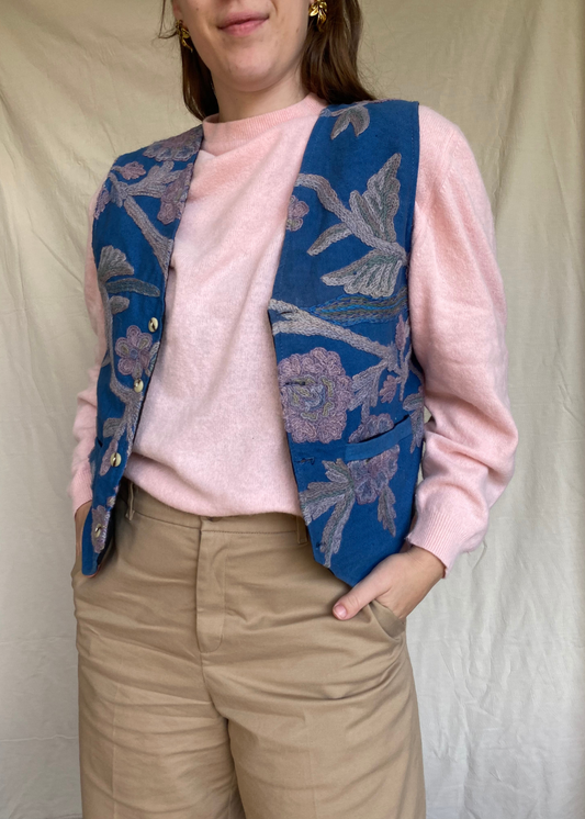 Blauw katoen gilet - maat S/M/L