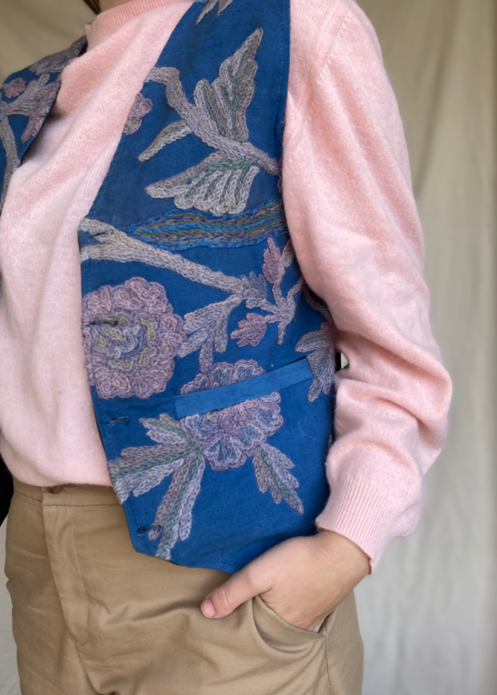 Blauw katoen gilet - maat S/M/L