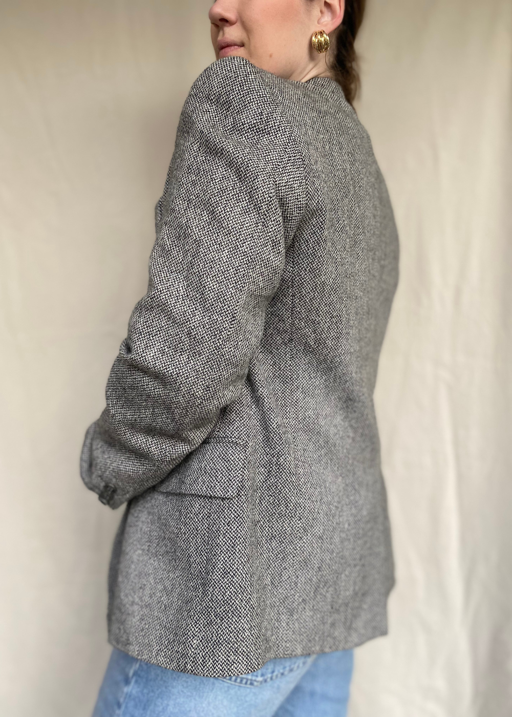 Zwart-witte wollen blazer - maat M/L