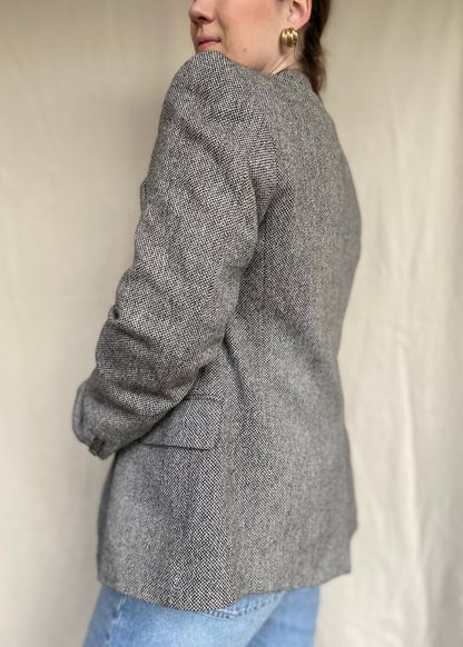 Zwart-witte wollen blazer - maat M/L