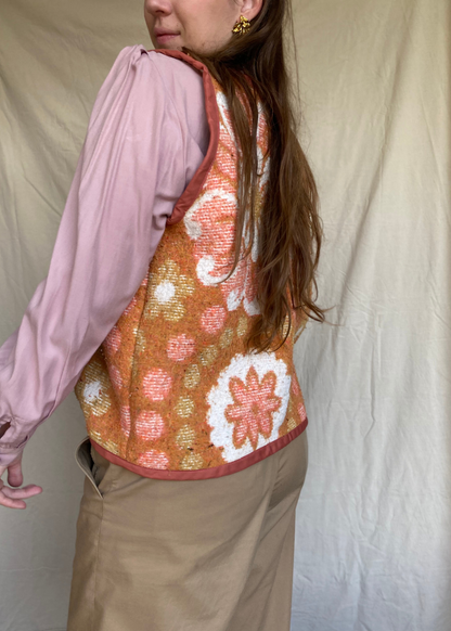 Oranje wollen gilet - maat M tot XL