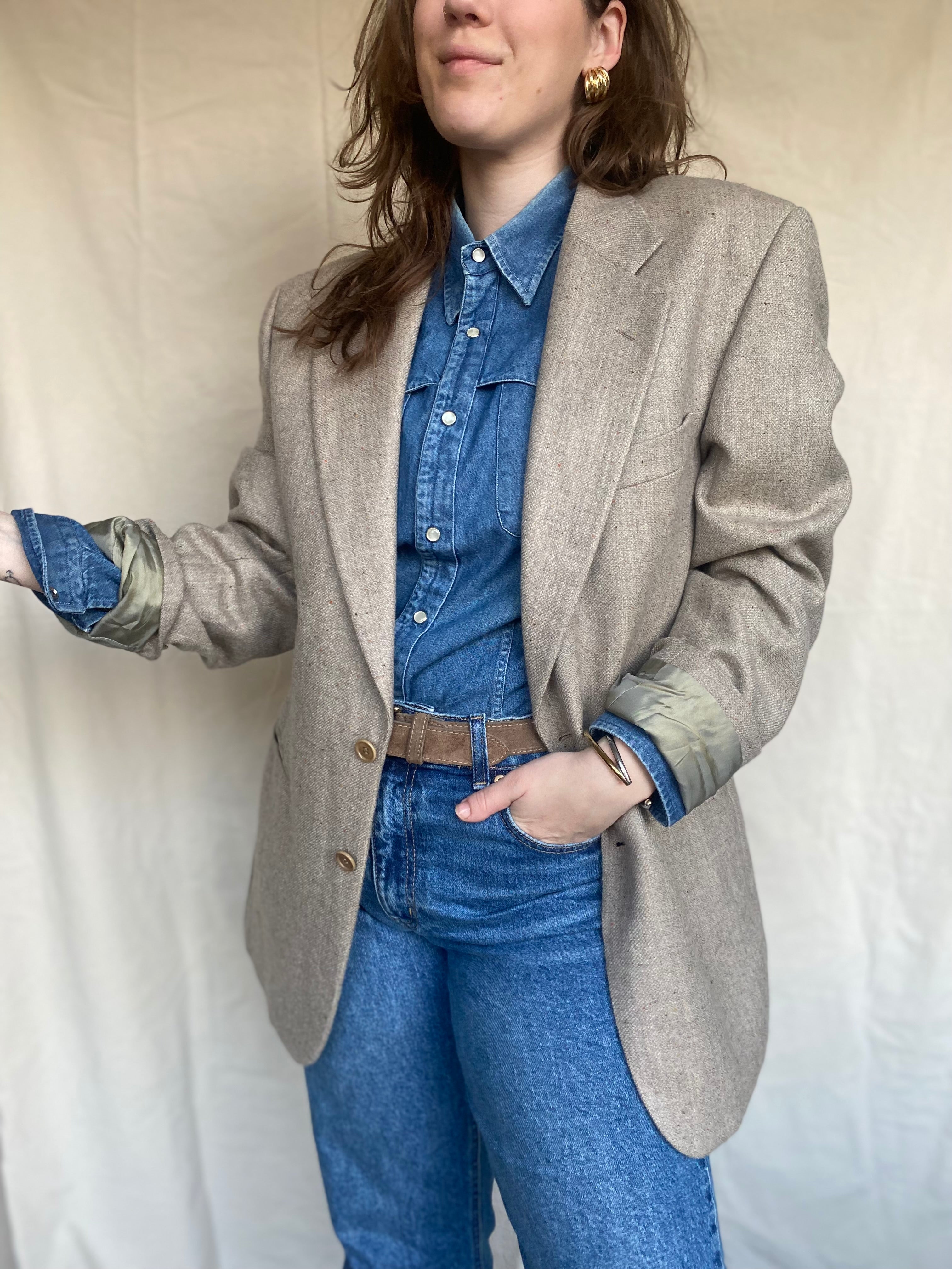 Licht grijze wollen blazer - maat L/XL