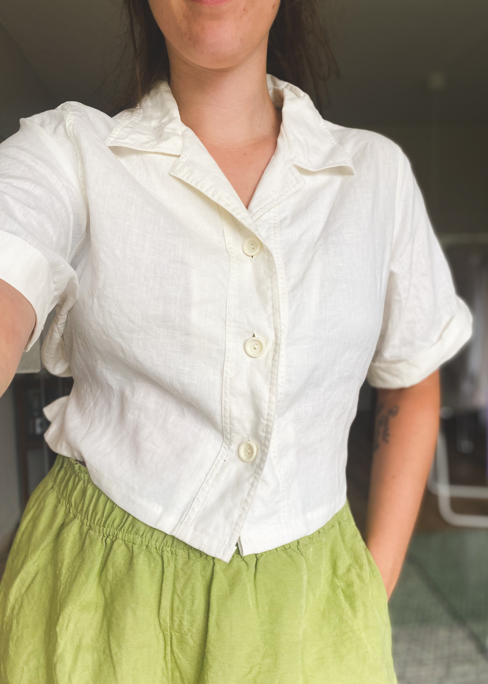 Remade wit katoenen blouse - maat S/M