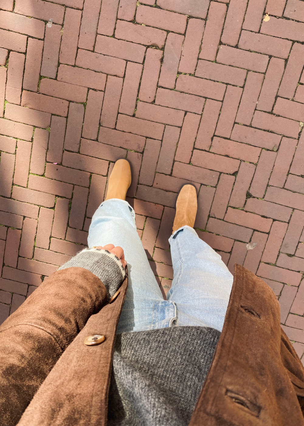 Bruin suede jacket - maat L