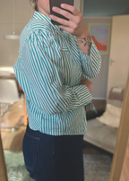 Groen gestreepte blouse - maat L