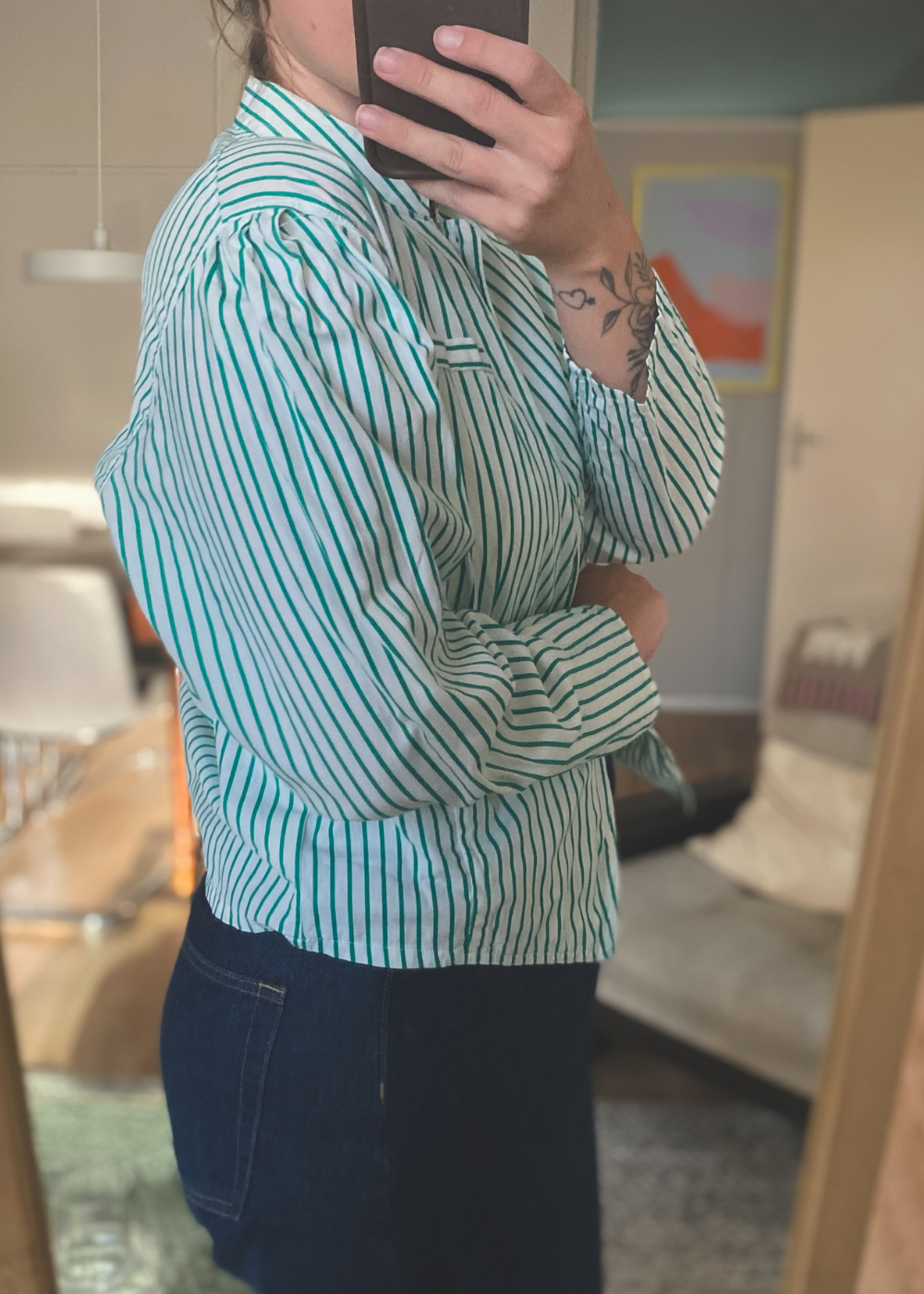 Groen gestreepte blouse - maat L