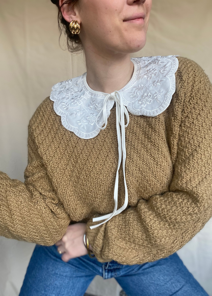 Wol/katoen beige trui - maat L/XL