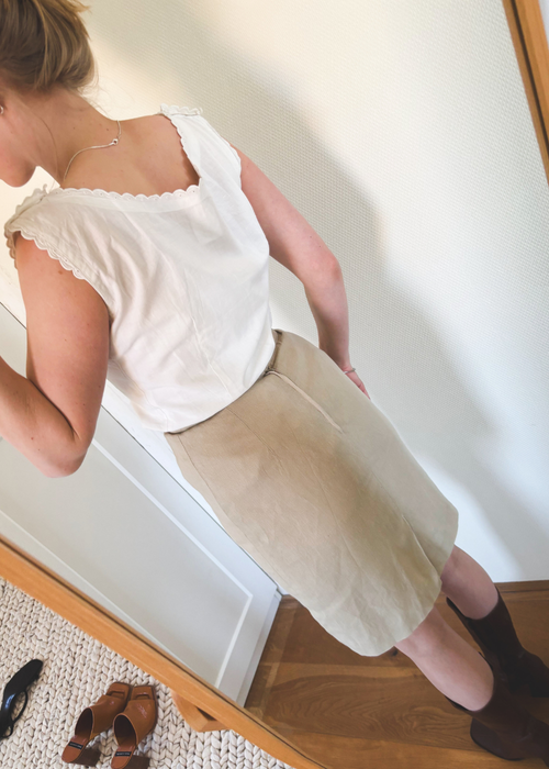 100% beige linnen rok - maat XS