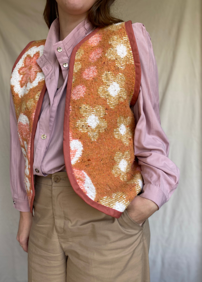 Oranje wollen gilet - maat M tot XL