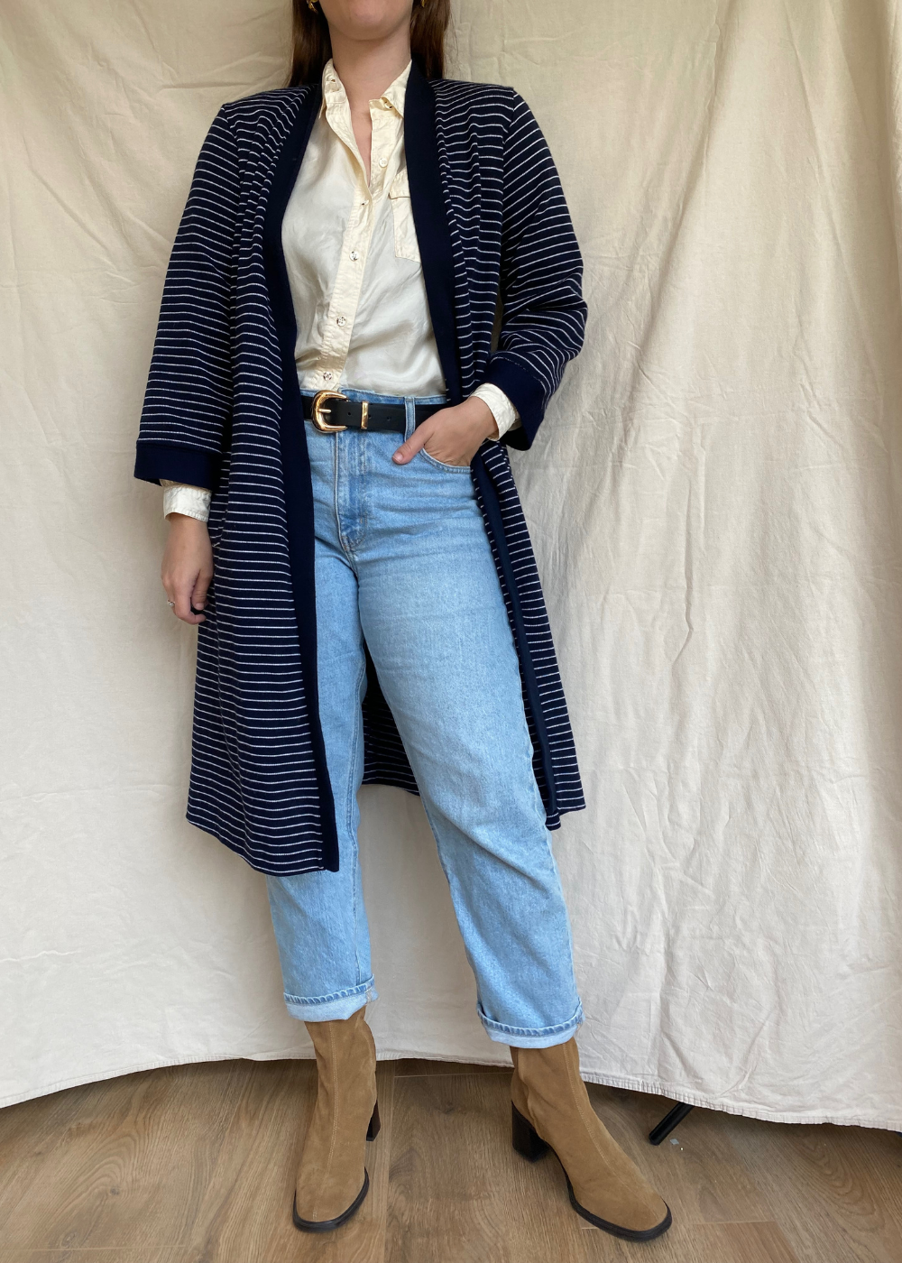 Donkerblauw vest met strepen - maat S/M