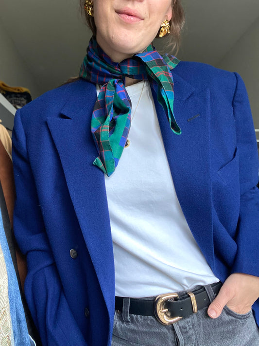 Royal blue wollen blazer - maat L/XL