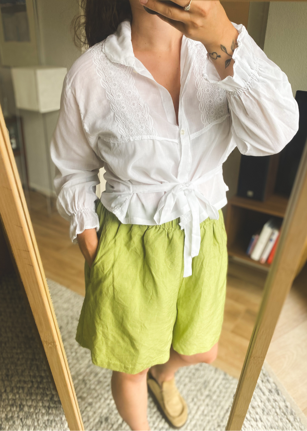 Remade witte kanten blouse - maat M/L