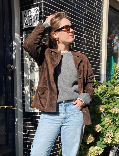 Bruin suede jacket - maat L