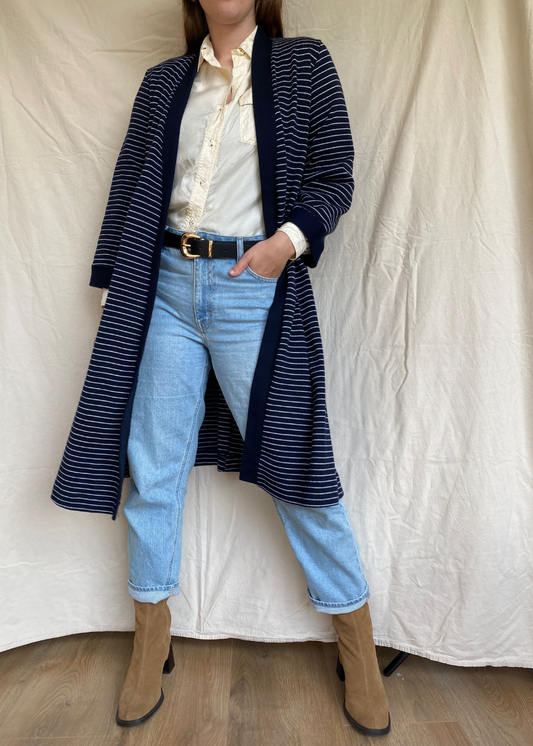 Donkerblauw vest met strepen - maat S/M