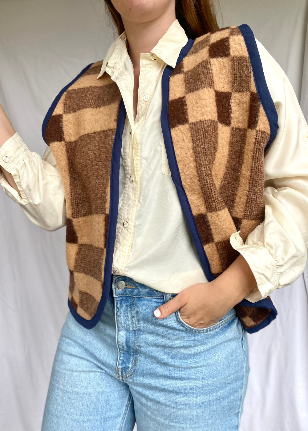 Wollen bruine gilet - maat M tot XL