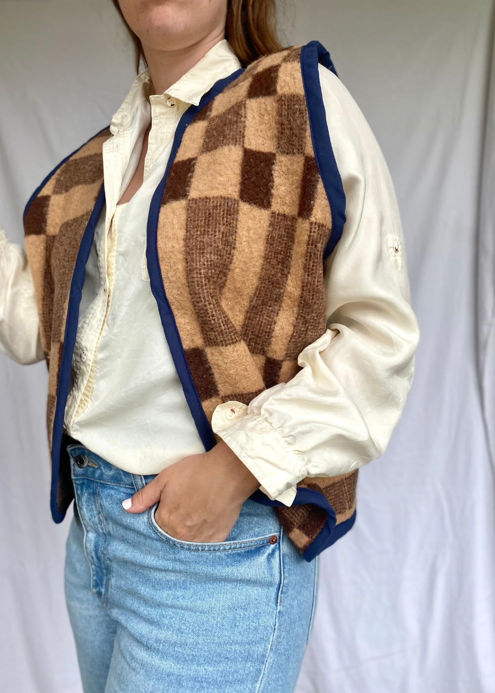 Wollen bruine gilet - maat M tot XL
