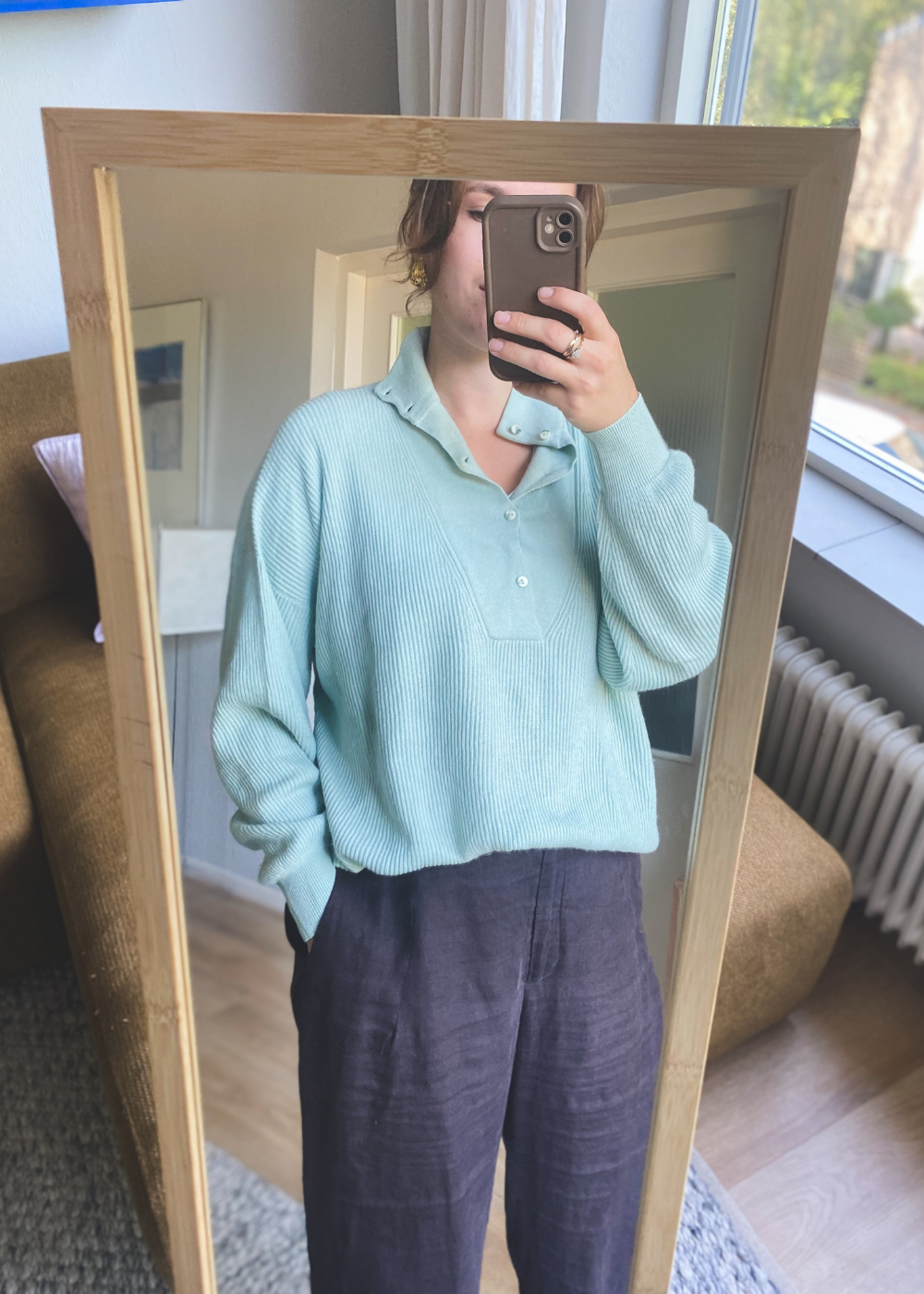 Lichtblauwe cashmere/zijde - maat L/XL