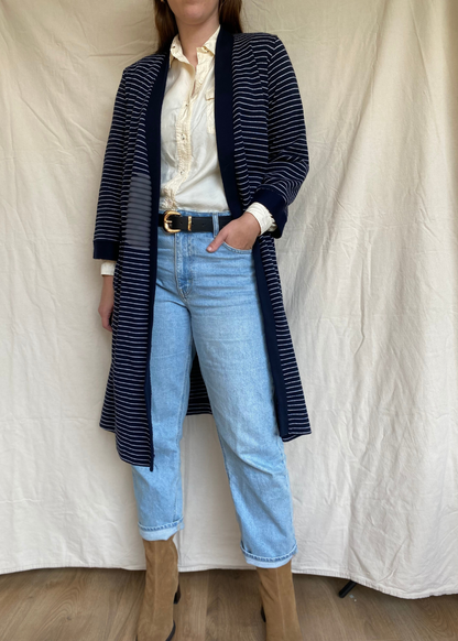 Donkerblauw vest met strepen - maat S/M