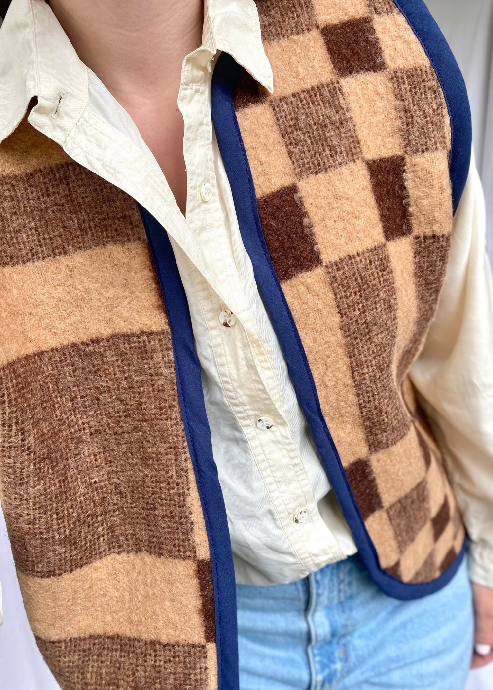 Wollen bruine gilet - maat M tot XL