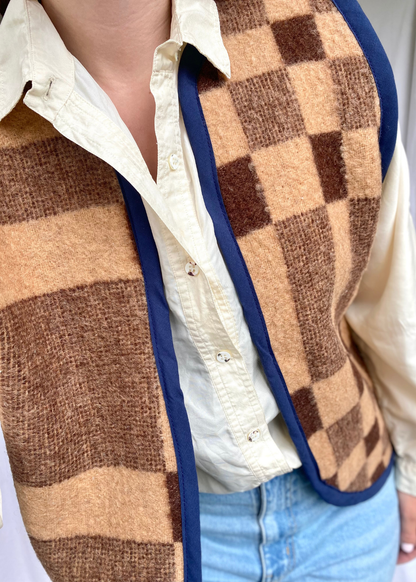 Wollen bruine gilet - maat M tot XL