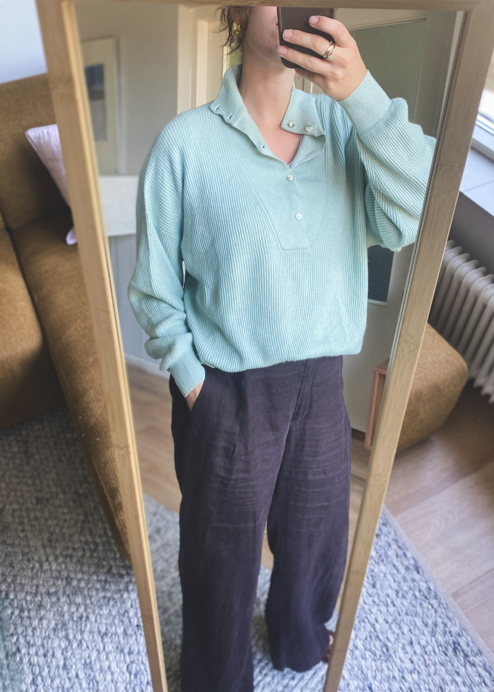 Lichtblauwe cashmere/zijde - maat L/XL