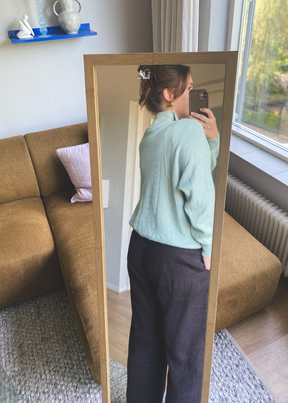 Lichtblauwe cashmere/zijde - maat L/XL
