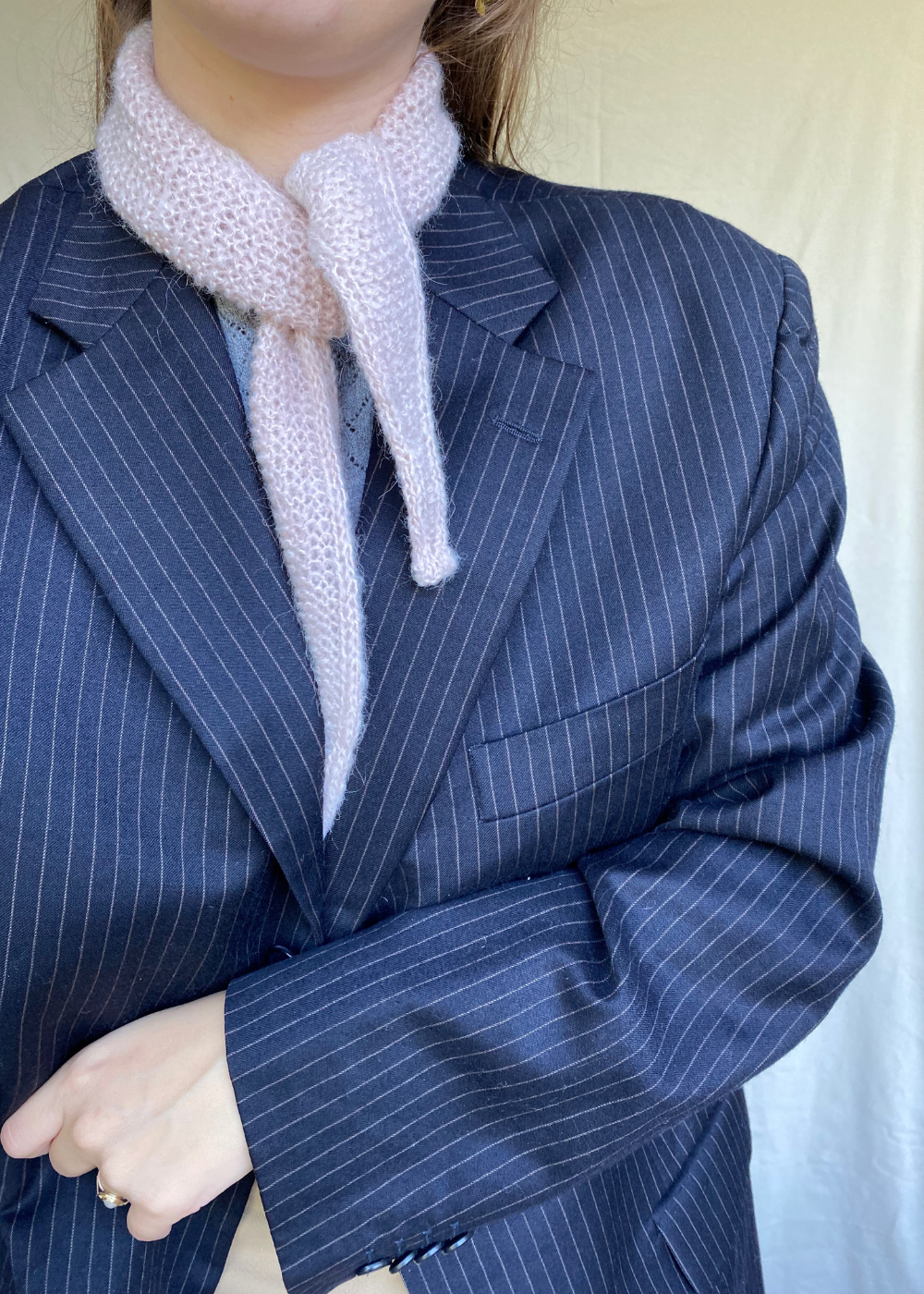 Roze krijtstreep blazer - maat L/XL