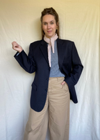 Roze krijtstreep blazer - maat L/XL