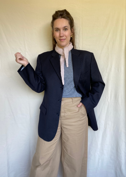 Roze krijtstreep blazer - maat L/XL