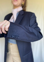 Roze krijtstreep blazer - maat L/XL