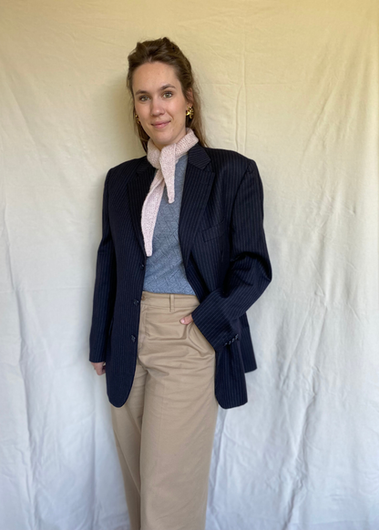 Roze krijtstreep blazer - maat L/XL