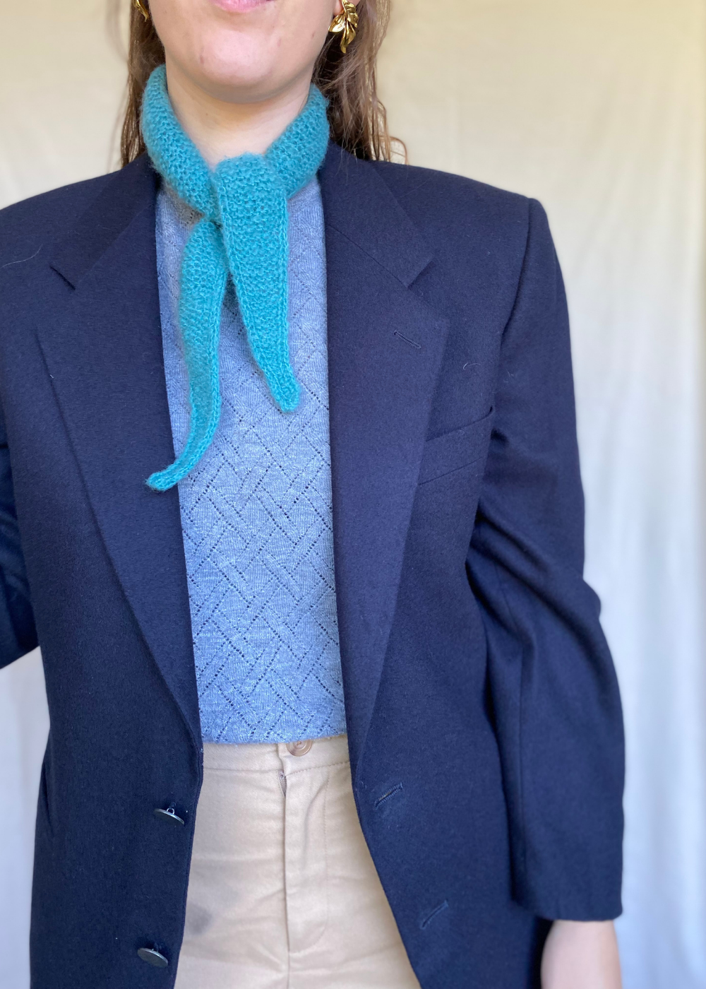 Blauw mohair sjaaltje