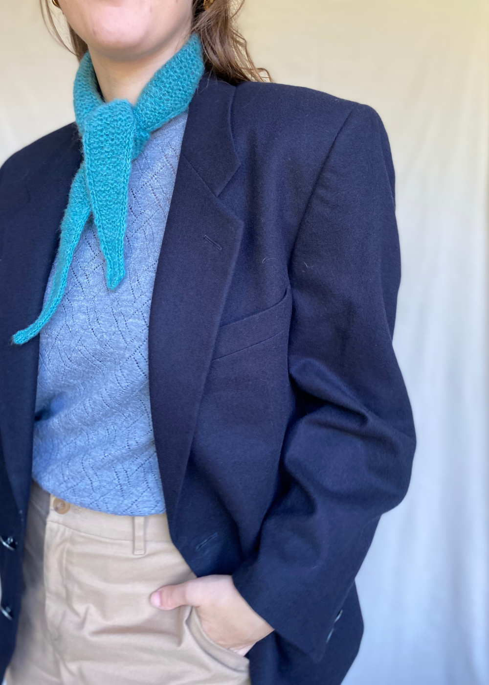 Blauw mohair sjaaltje