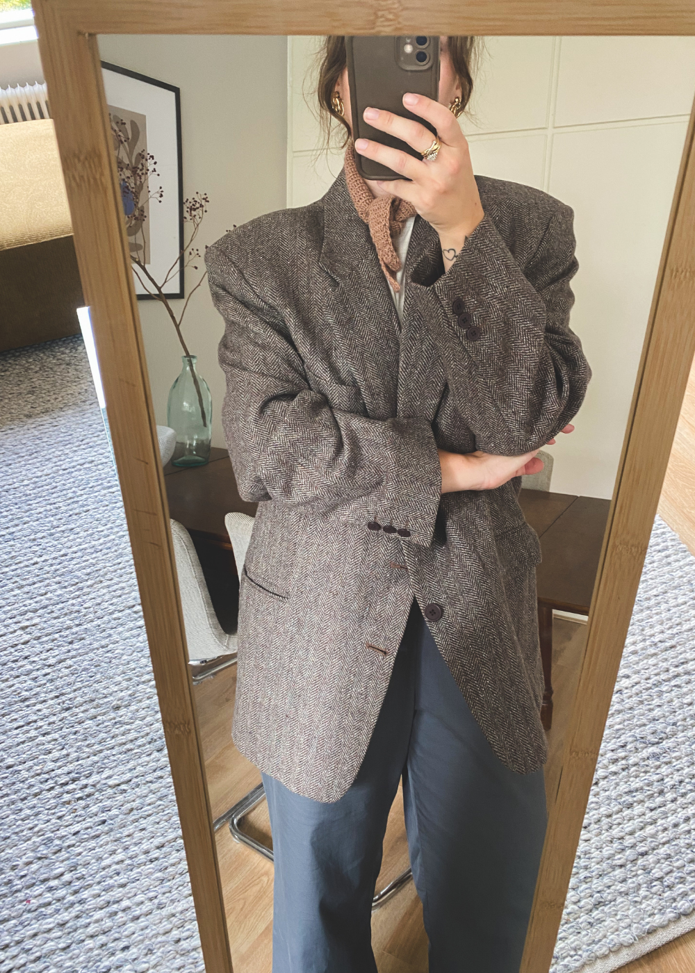 Bruin/grijze blazer - maat L/XL