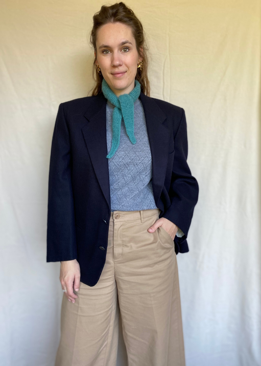 Donkerblauwe lana wollen blazer - maat M/L