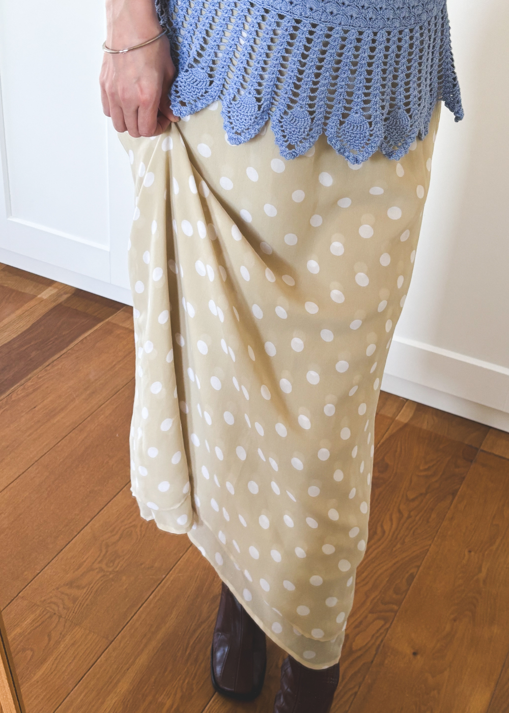Beige stippen rok - maat S