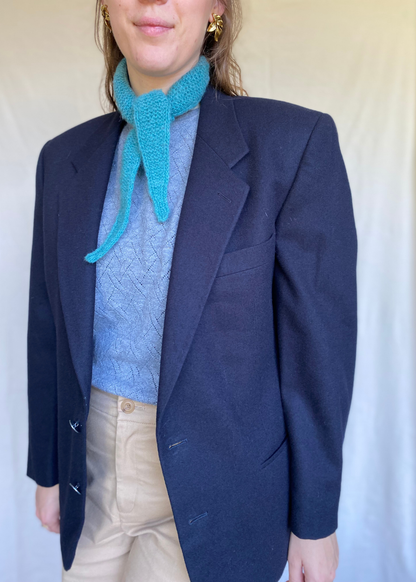 Donkerblauwe lana wollen blazer - maat M/L