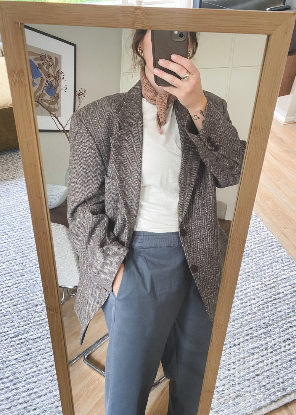 Bruin/grijze blazer - maat L/XL