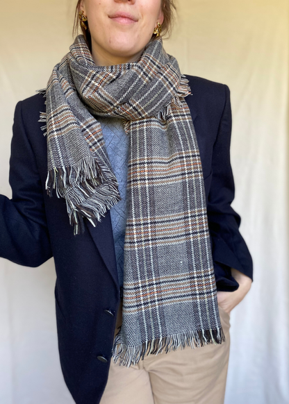 Viscose/wol geruiten sjaal
