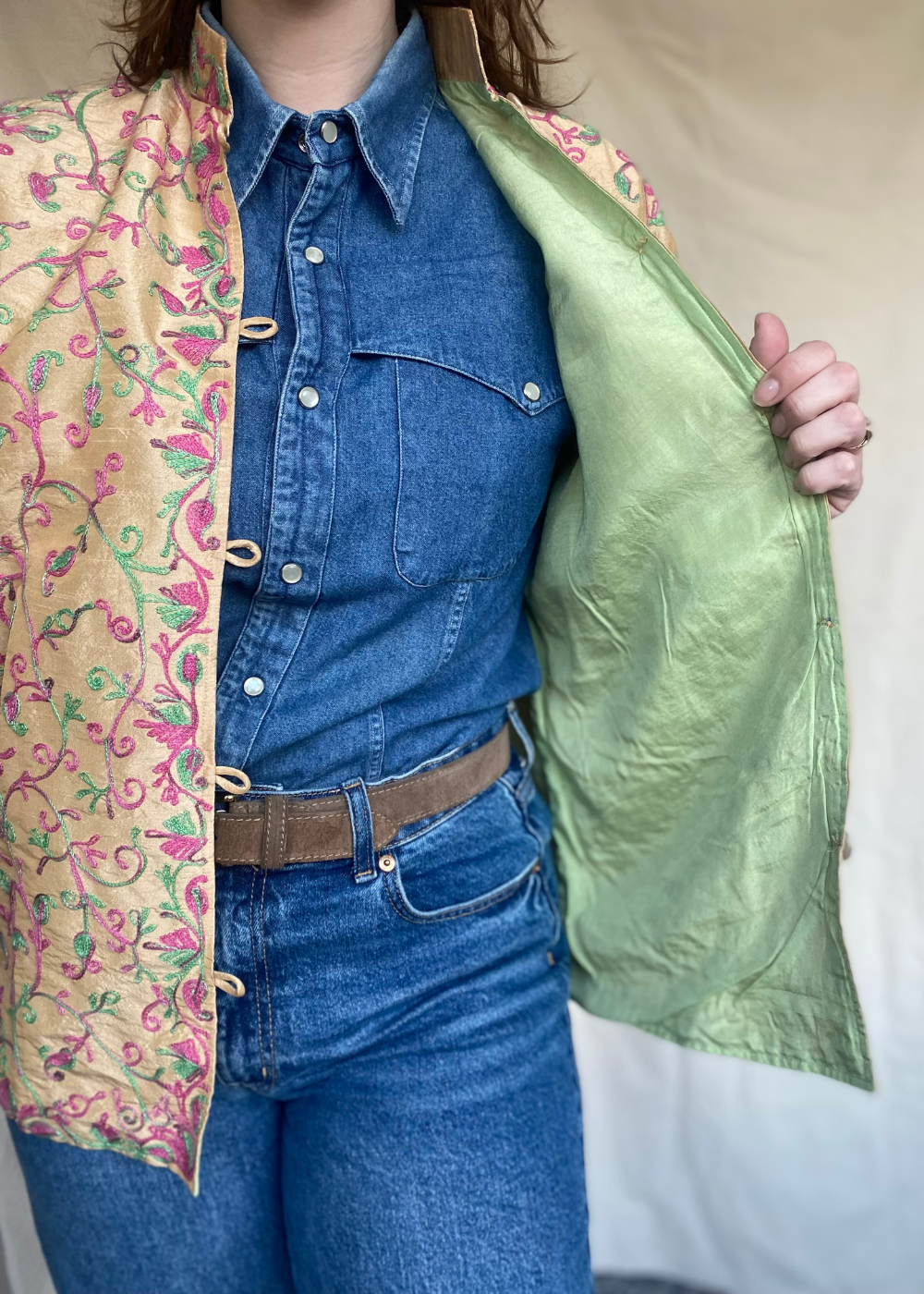 Viscose embroidered jasje/vest - maat M/L