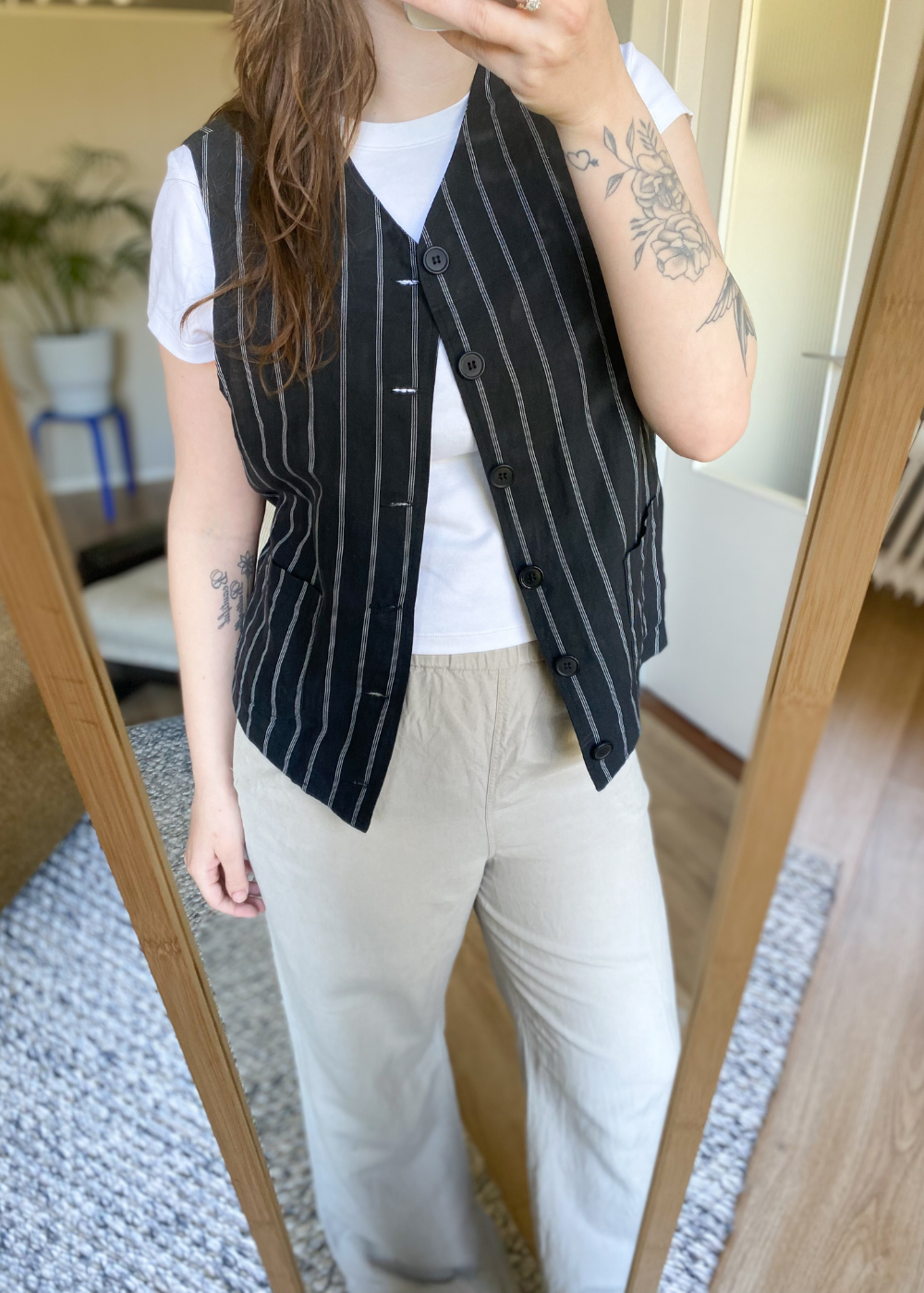 Linnen/viscose zwart gilet - maat L/XL