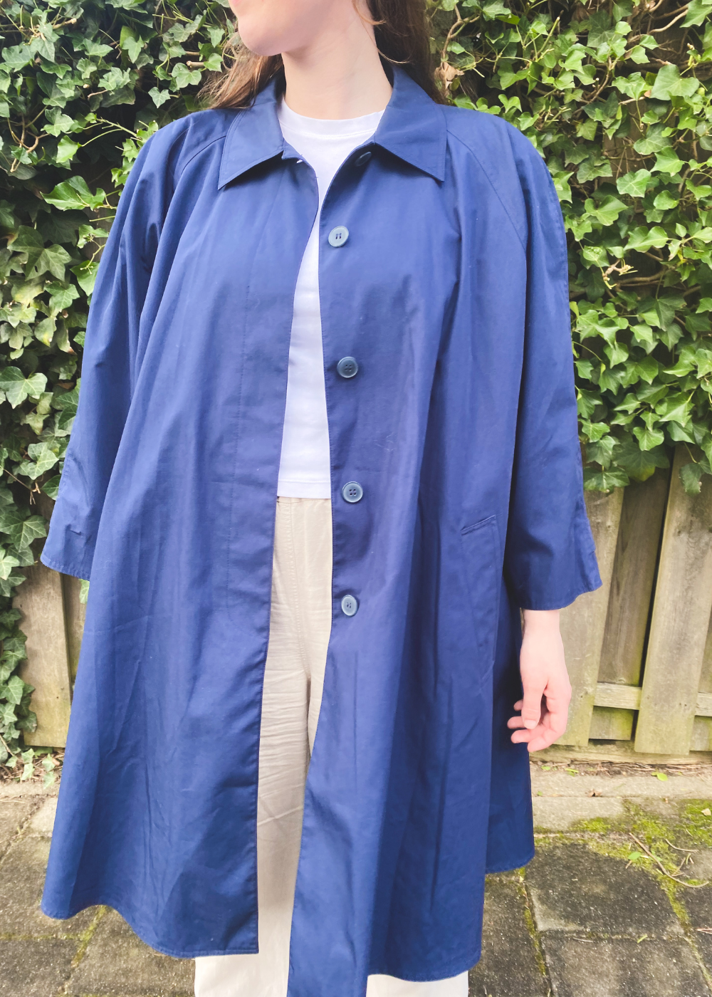 Donkerblauwe trench - maat L