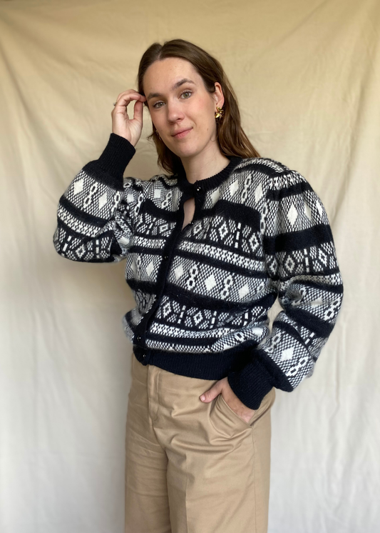 Zwart/wit vest met pofmouw - maat L/XL