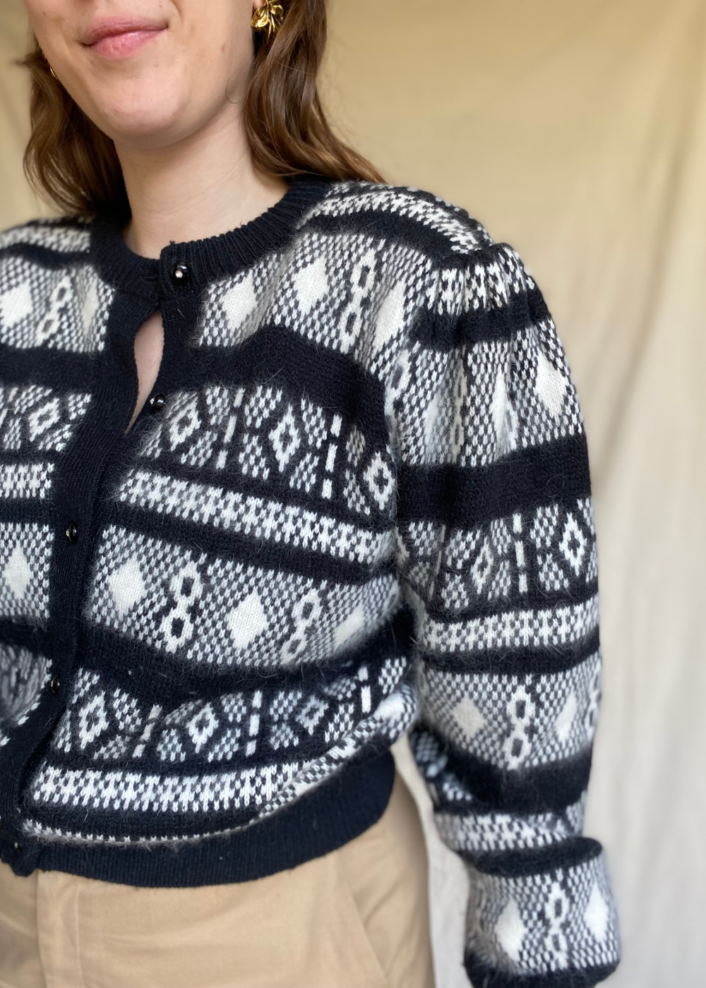 Zwart/wit vest met pofmouw - maat L/XL