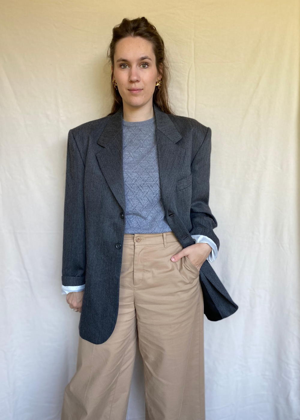 Klassieke grijze blazer - maat L/XL